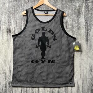 Vintage NWT Golds Gym Double Mesh Tank Top Men's 2XL Black White Weight Lift